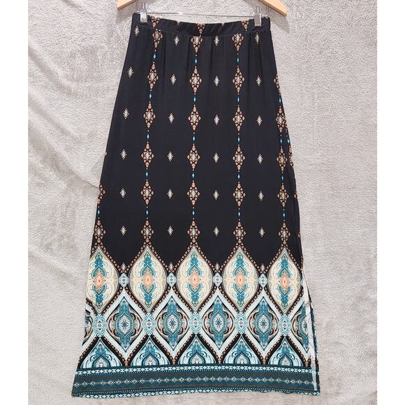 Chico's Womens Black Moroccan Lantern Print Maxi Skirt Size Small Summer Beach - Picture 1 of 10